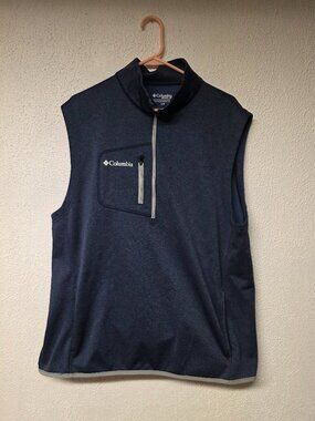 Mens Sleeveless Columbia Golf 1/2 Zip Blue Performance Vest Top - Size Large